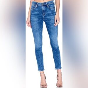 Agolde high waisted cotton jeans skinny leg light blue wash size 27